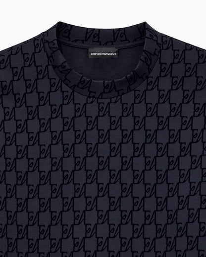 Double jersey sweatshirt with all-over logo print