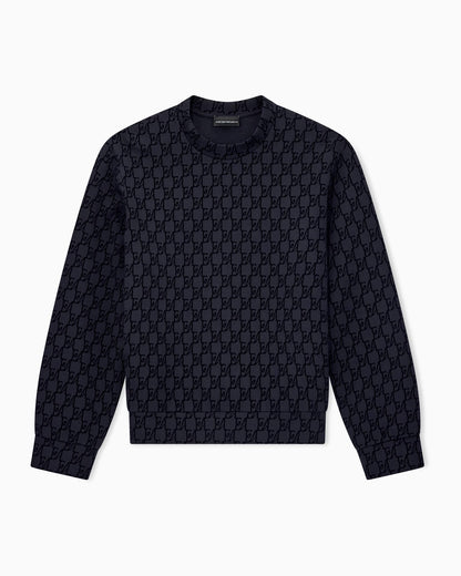 Double jersey sweatshirt with all-over logo print