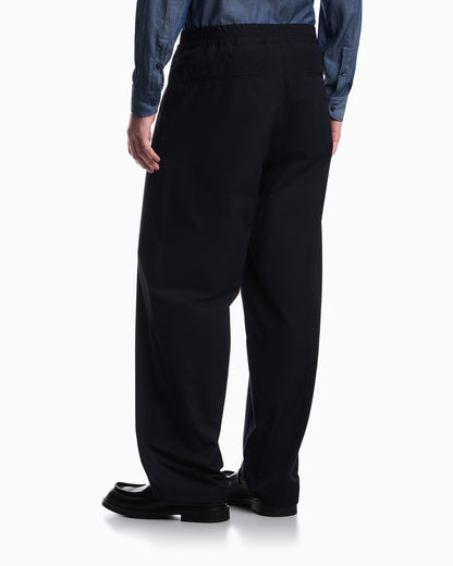Regular fit cotton poplin trousers with elasticated waist