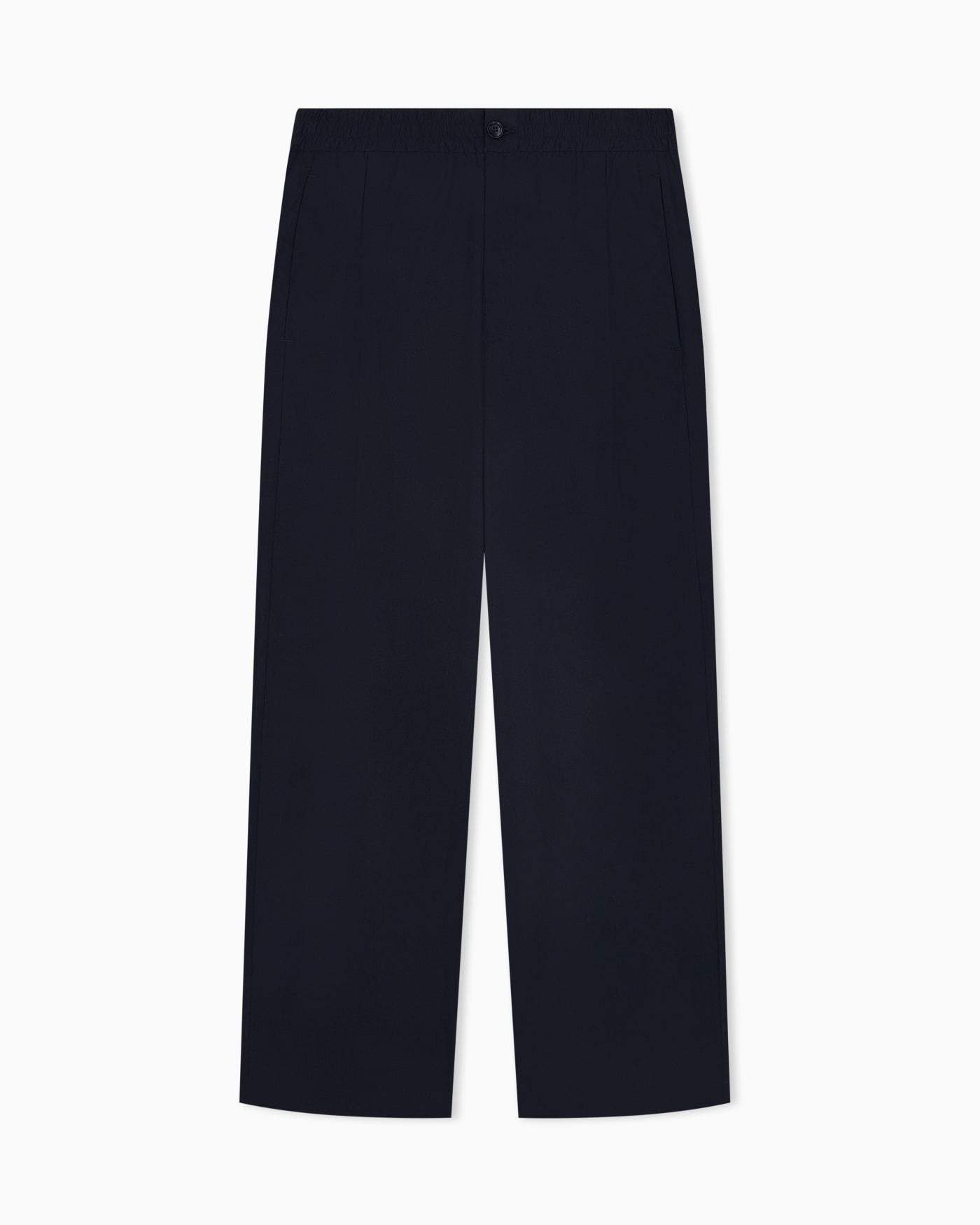 Regular fit cotton poplin trousers with elasticated waist