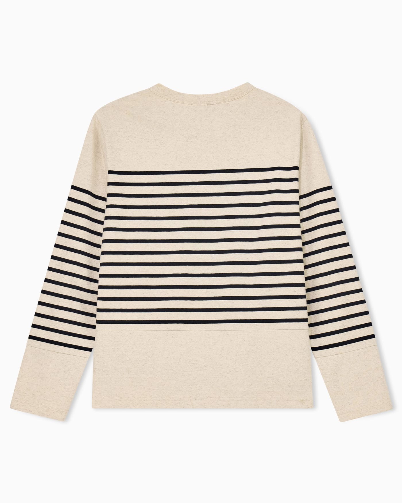 Jumper in striped cotton jersey with shoulder button