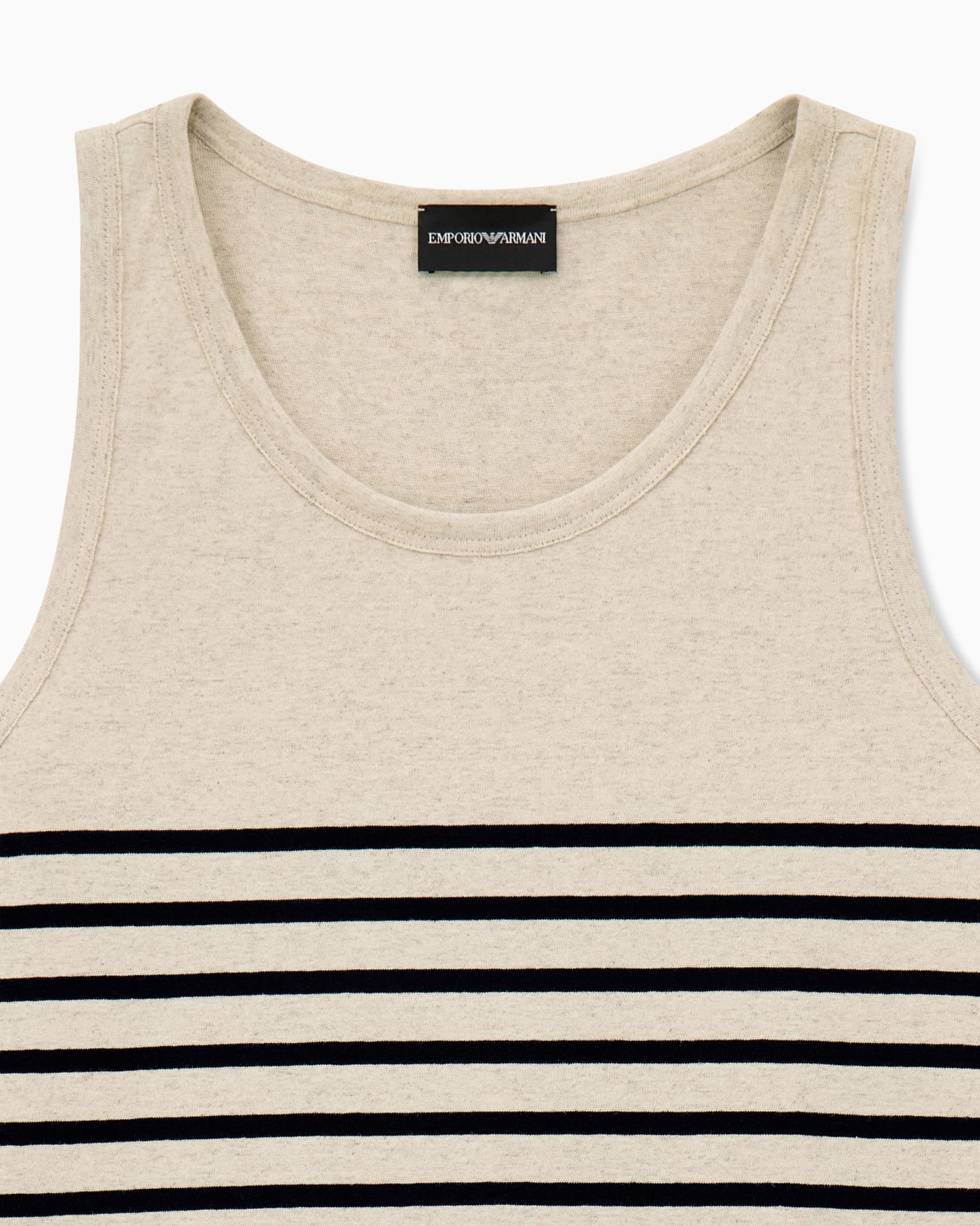 Tank top in cotton and linen jersey with horizontal stripes
