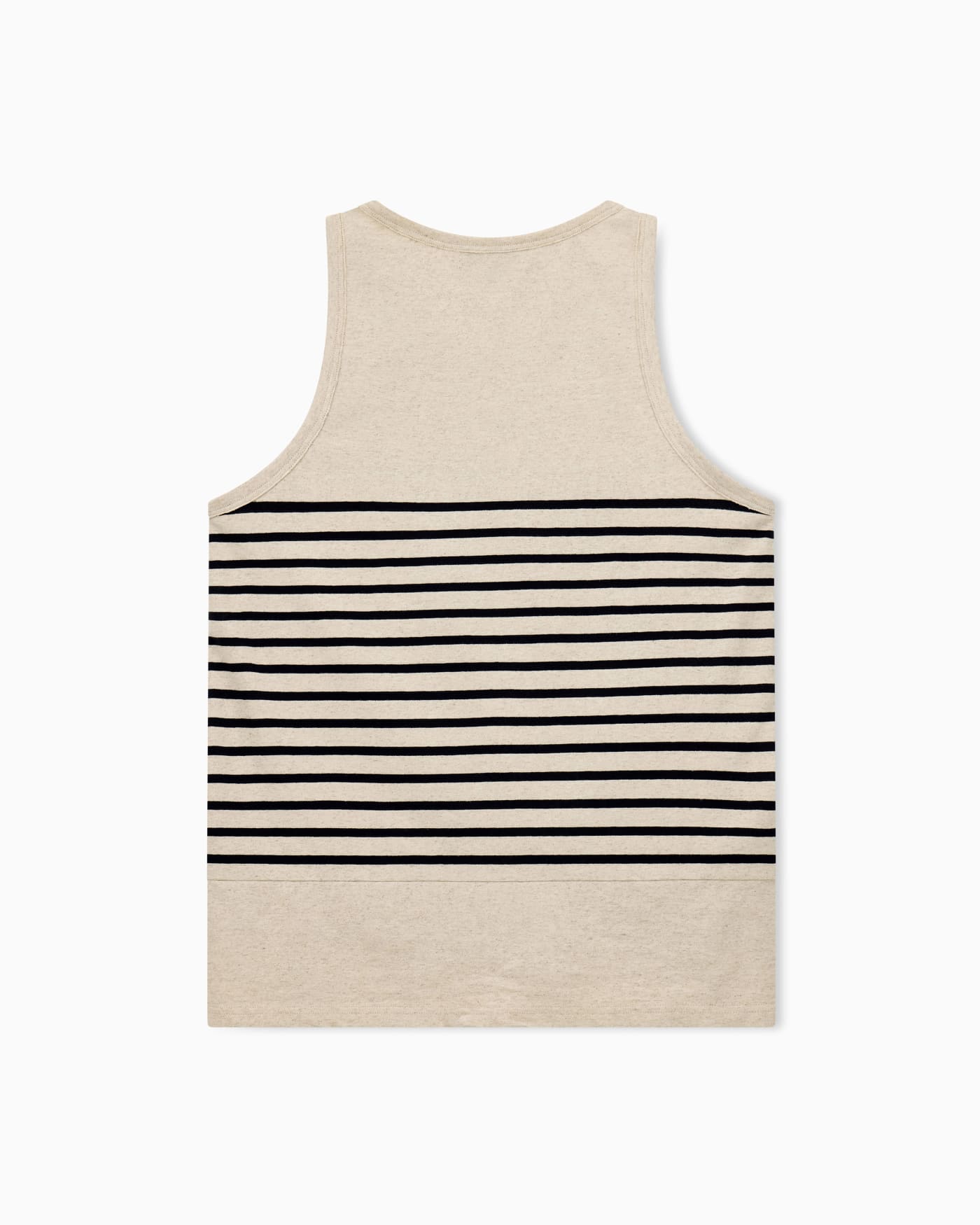 Tank top in cotton and linen jersey with horizontal stripes