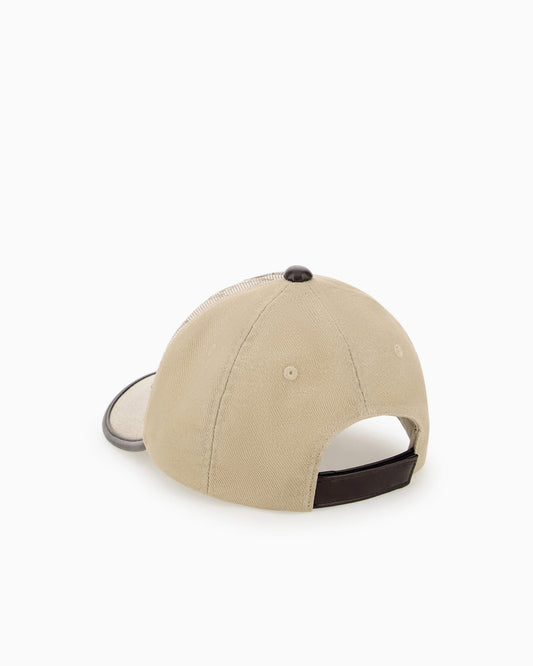 Baseball hat with a monogram pattern and adjustable strap