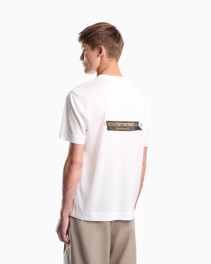 Jersey T-shirt in lyocell blend with embossed eagle and logo print
