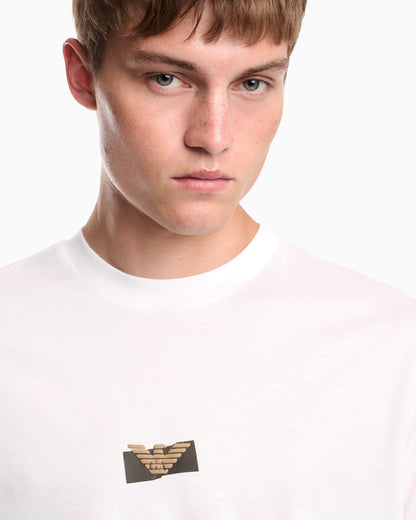 Jersey T-shirt in lyocell blend with embossed eagle and logo print
