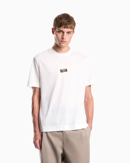Jersey T-shirt in lyocell blend with embossed eagle and logo print