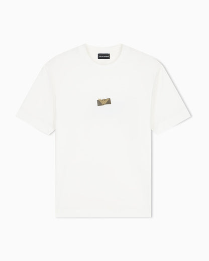 Jersey T-shirt in lyocell blend with embossed eagle and logo print