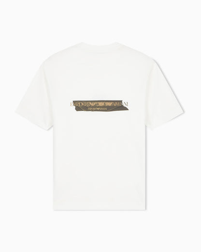 Jersey T-shirt in lyocell blend with embossed eagle and logo print