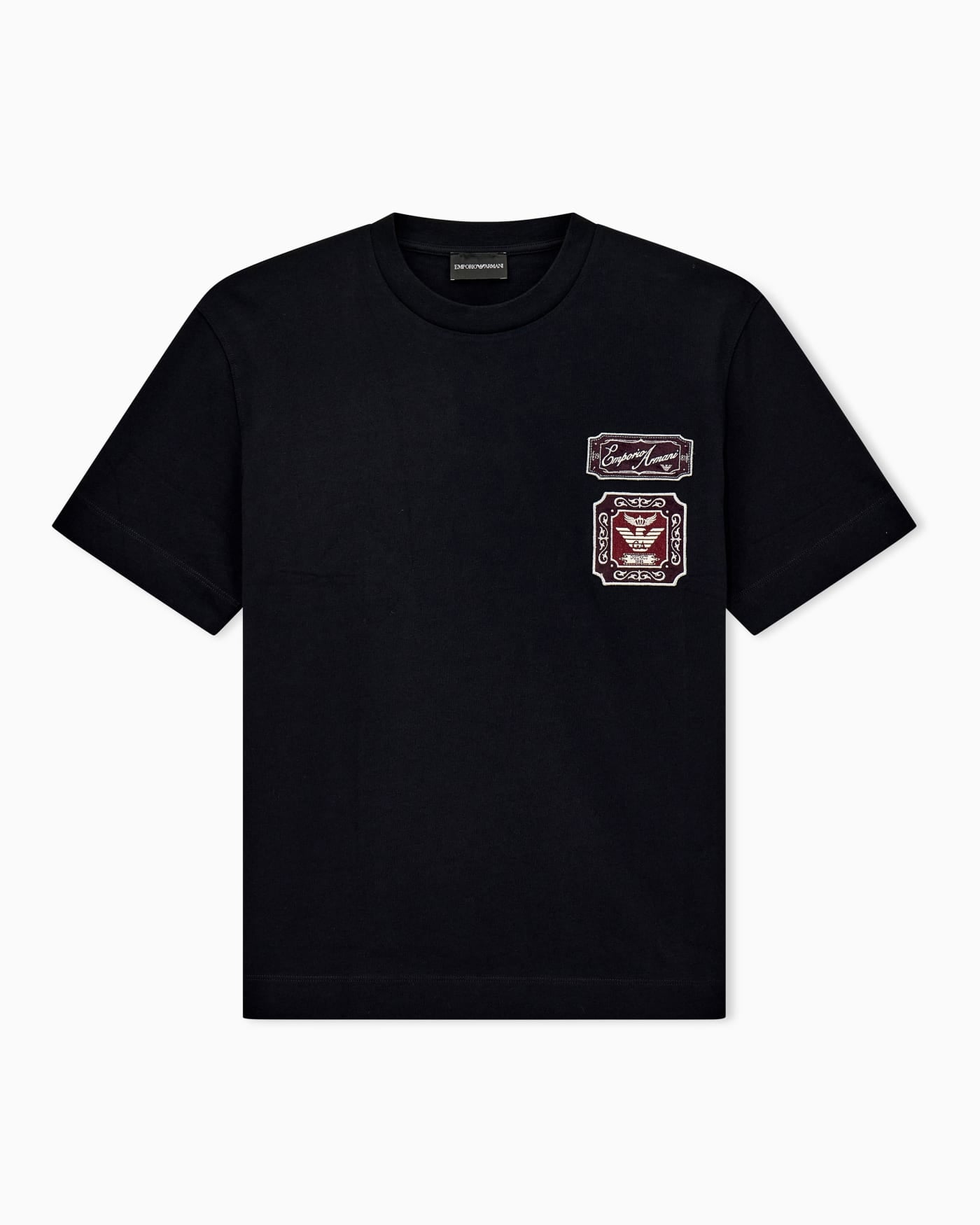 Heavy jersey T-shirt with embroidered logo patch