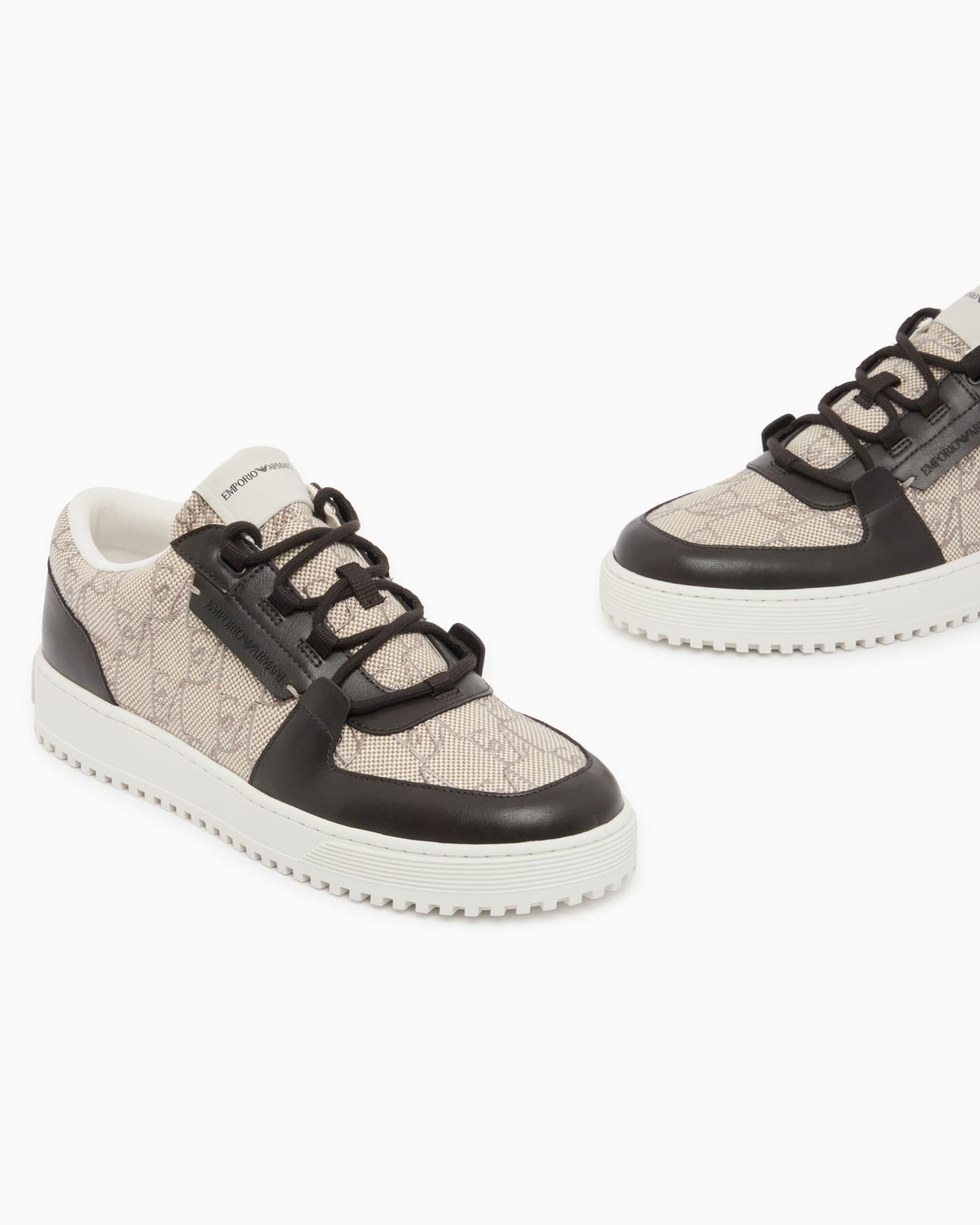 Sneakers in canvas and leather with an all-over logo pattern