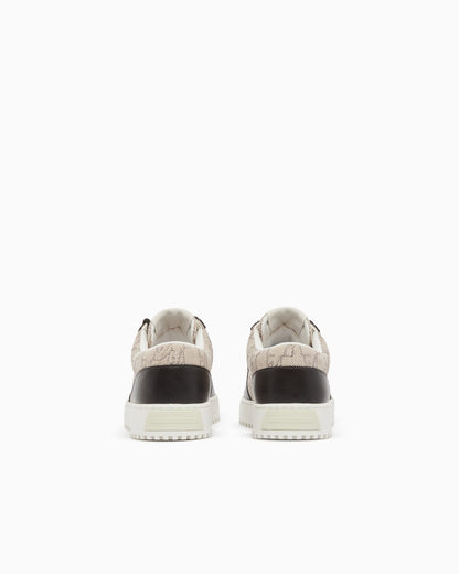 Sneakers in canvas and leather with an all-over logo pattern