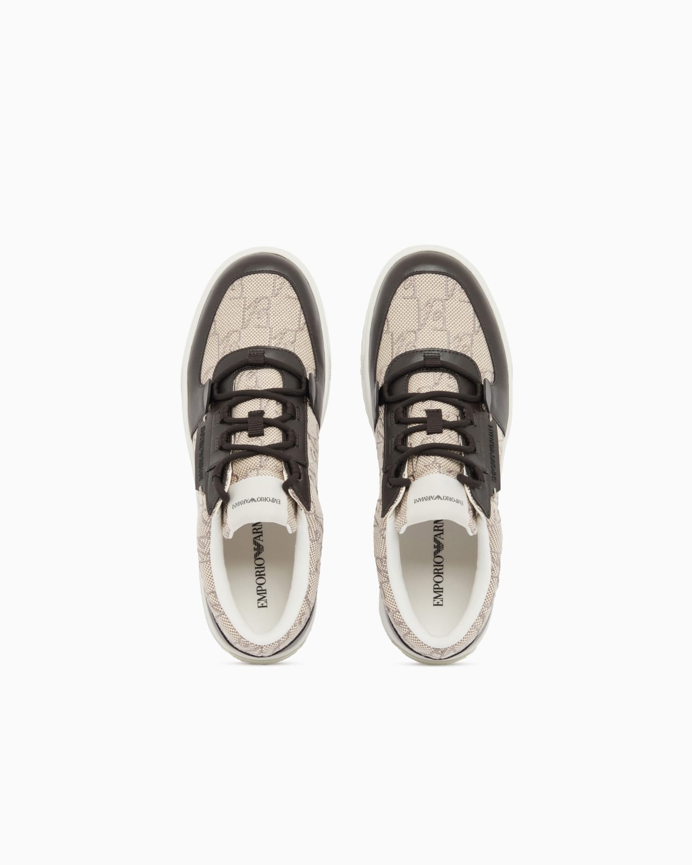 Sneakers in canvas and leather with an all-over logo pattern
