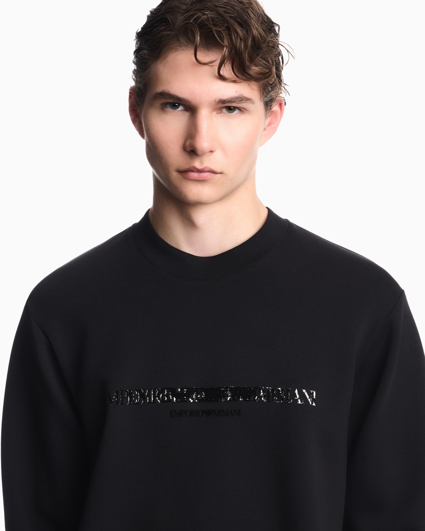 Double jersey sweatshirt with contrasting logo
