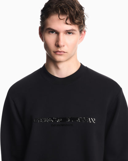 Double jersey sweatshirt with contrasting logo