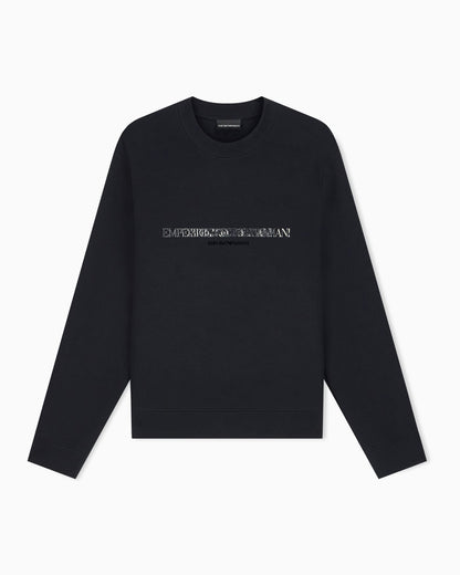 Double jersey sweatshirt with contrasting logo