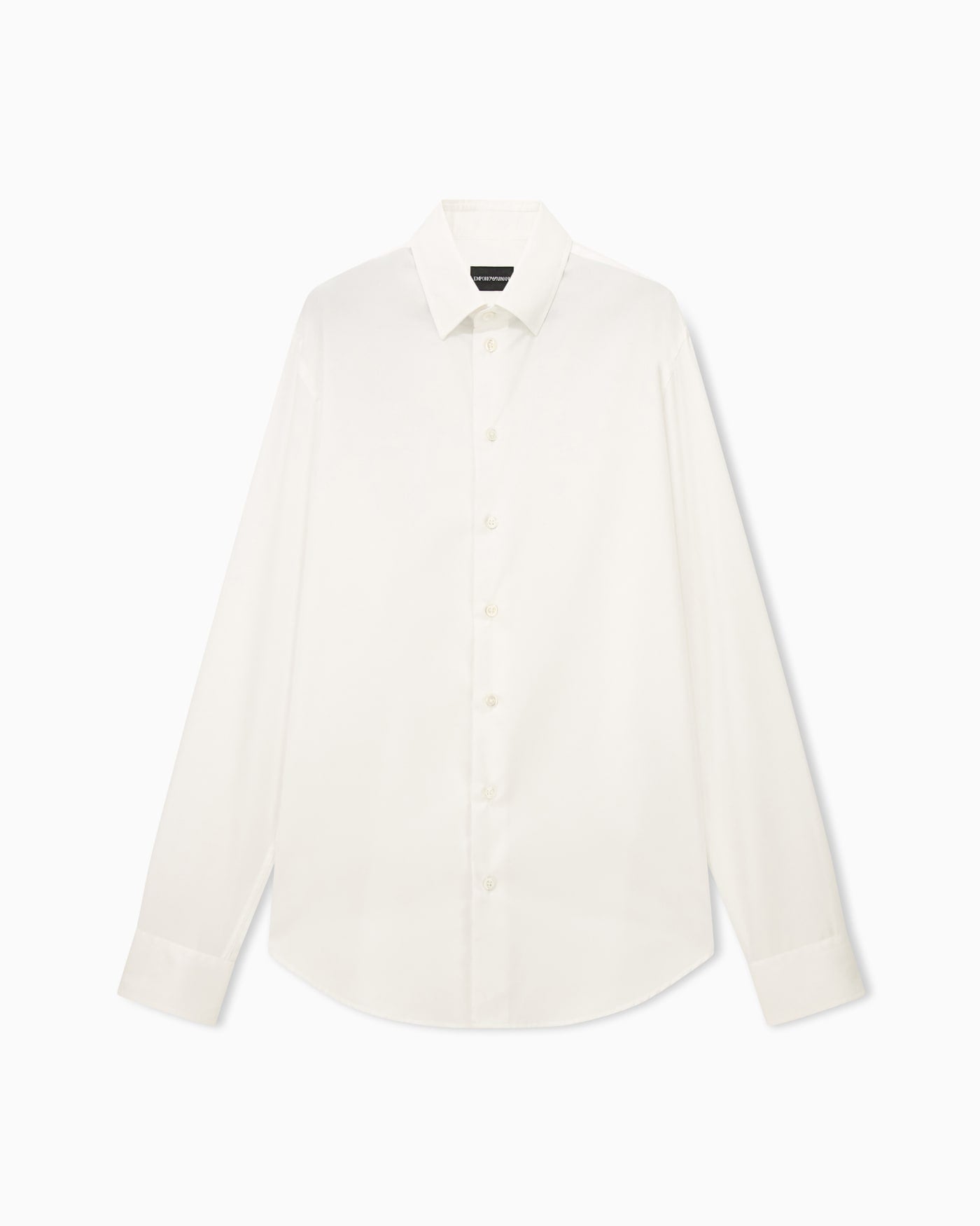 Cotton dress shirt with a pointed collar and long sleeves