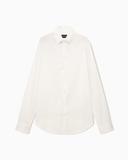 Cotton dress shirt with a pointed collar and long sleeves