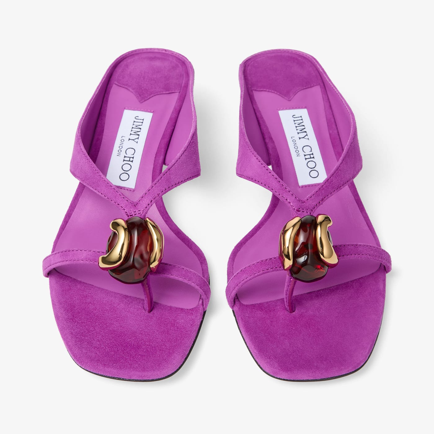 Emeri Stone 35 Violet Orchid and Dark Amber Suede Sandals
