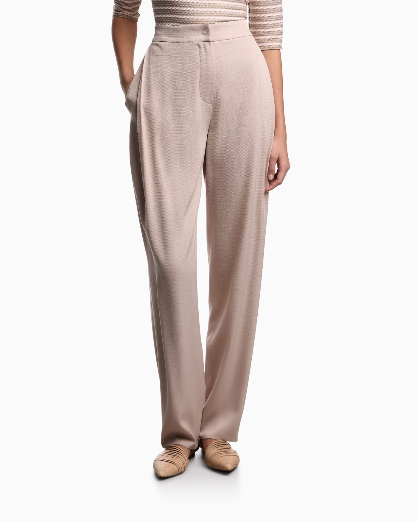 Washed twill trousers with side crease