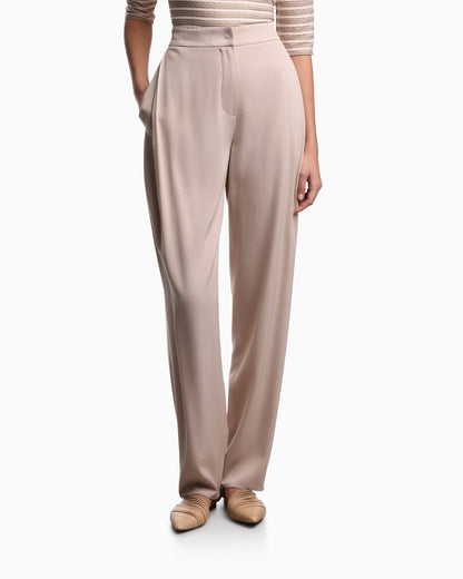Washed twill trousers with side crease