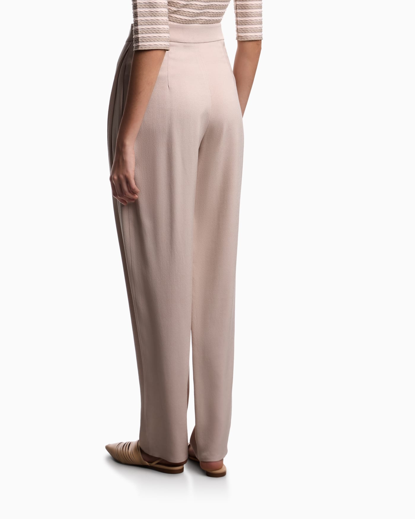 Washed twill trousers with side crease
