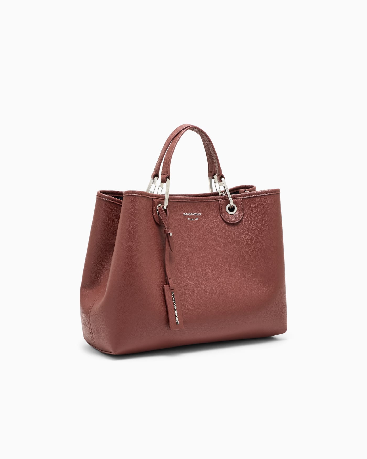 Shopping bag with a pebbled texture and dual top handles