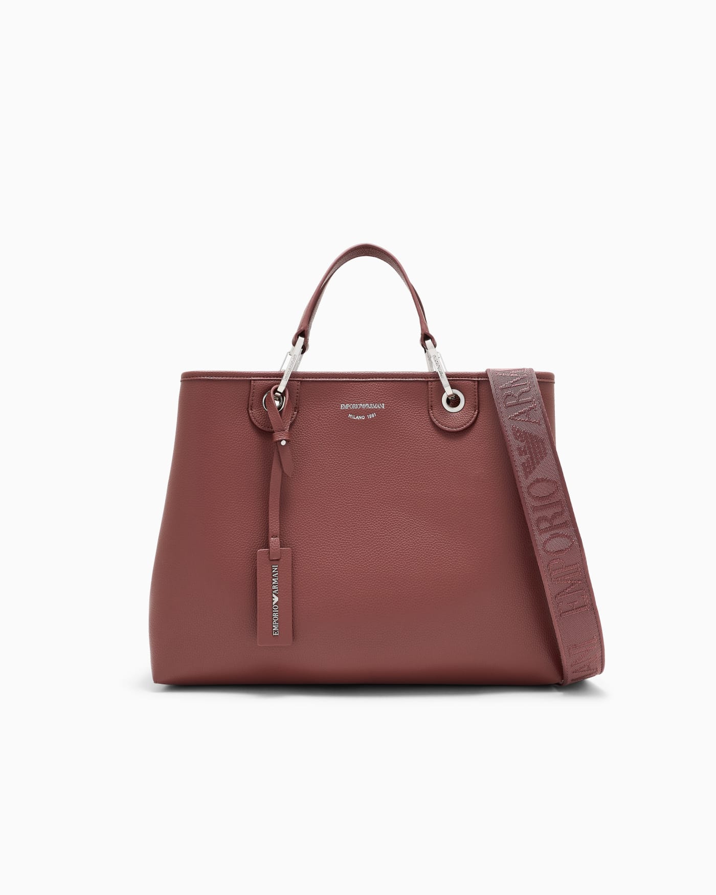 Shopping bag with a pebbled texture and dual top handles