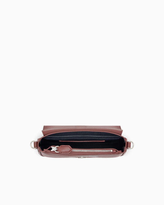 Wallet on chain with pebbled texture and adjustable strap