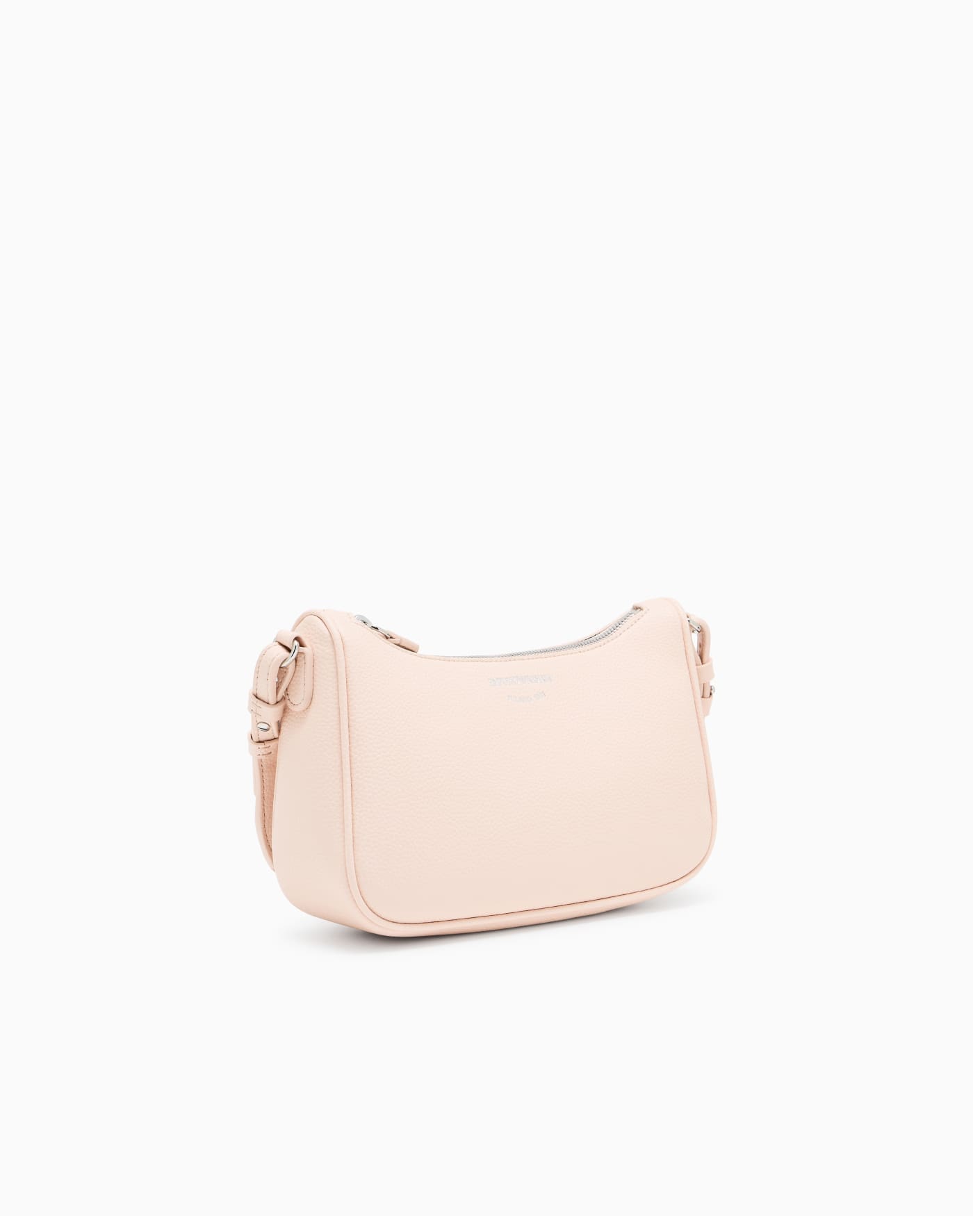 Pebbled shoulder bag with a zip closure and adjustable strap