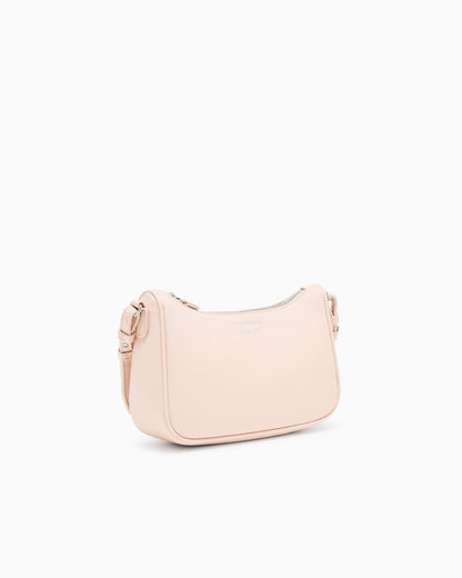 Pebbled shoulder bag with a zip closure and adjustable strap