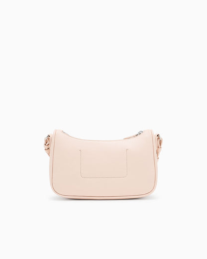 Pebbled shoulder bag with a zip closure and adjustable strap
