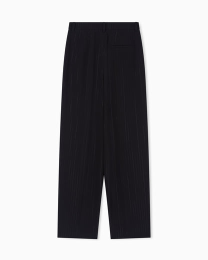 Trousers with pleats with a lurex pinstriped motif