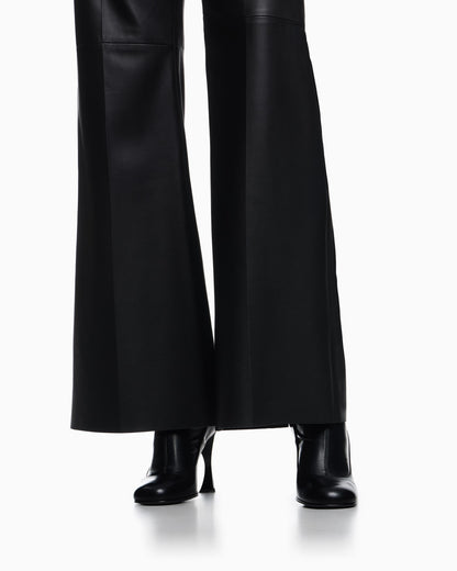 Glove-quality lambskin nappa leather palazzo trousers