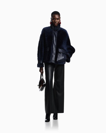 Glove-quality lambskin nappa leather palazzo trousers