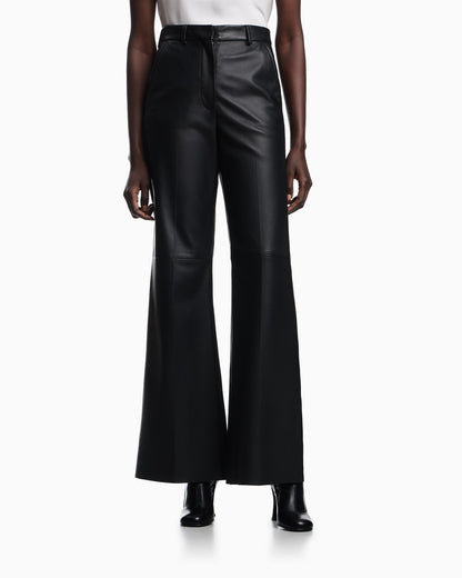 Glove-quality lambskin nappa leather palazzo trousers