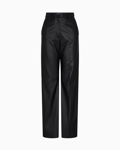 Glove-quality lambskin nappa leather palazzo trousers