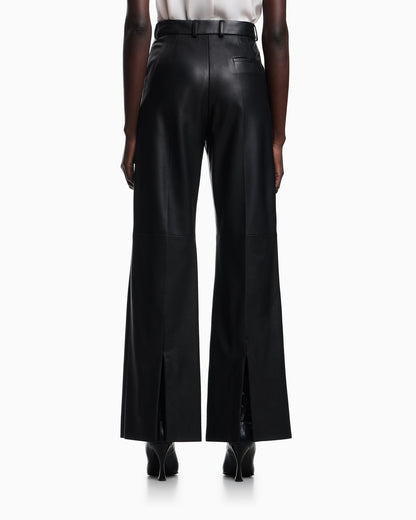 Glove-quality lambskin nappa leather palazzo trousers