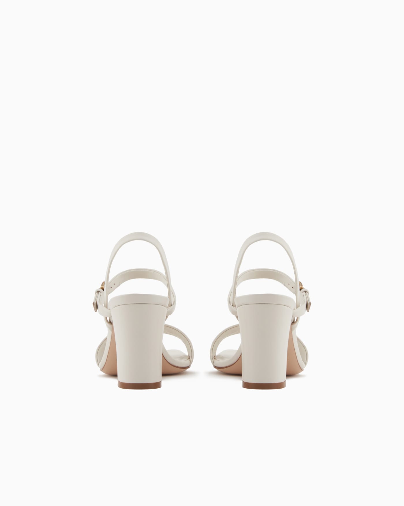 Nappa-leather heeled sandals with eagle plate