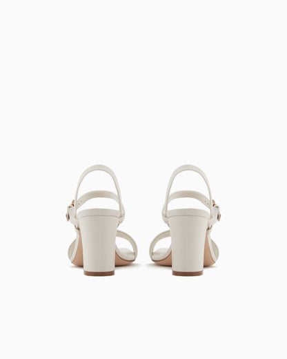 Nappa-leather heeled sandals with eagle plate