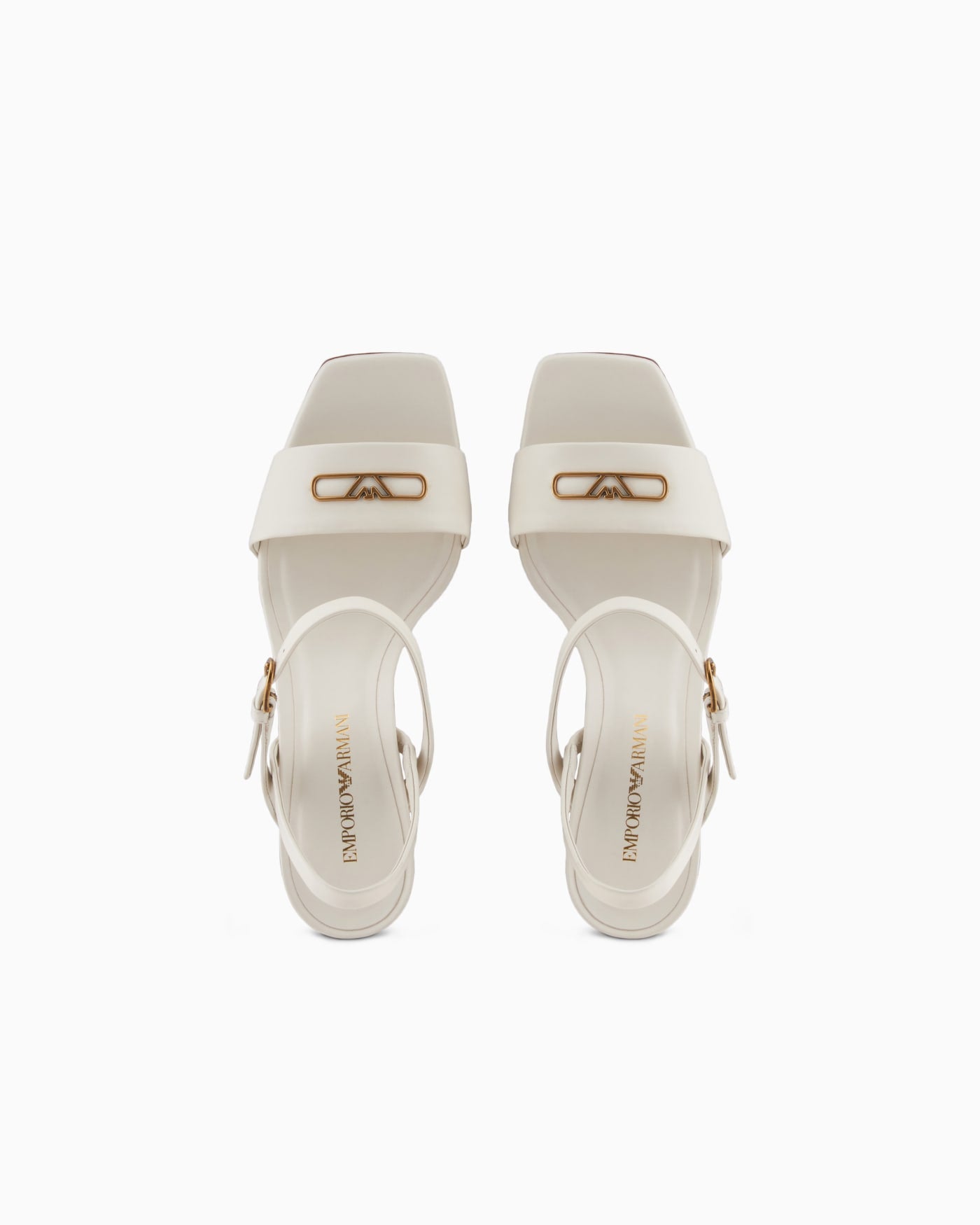 Nappa-leather heeled sandals with eagle plate