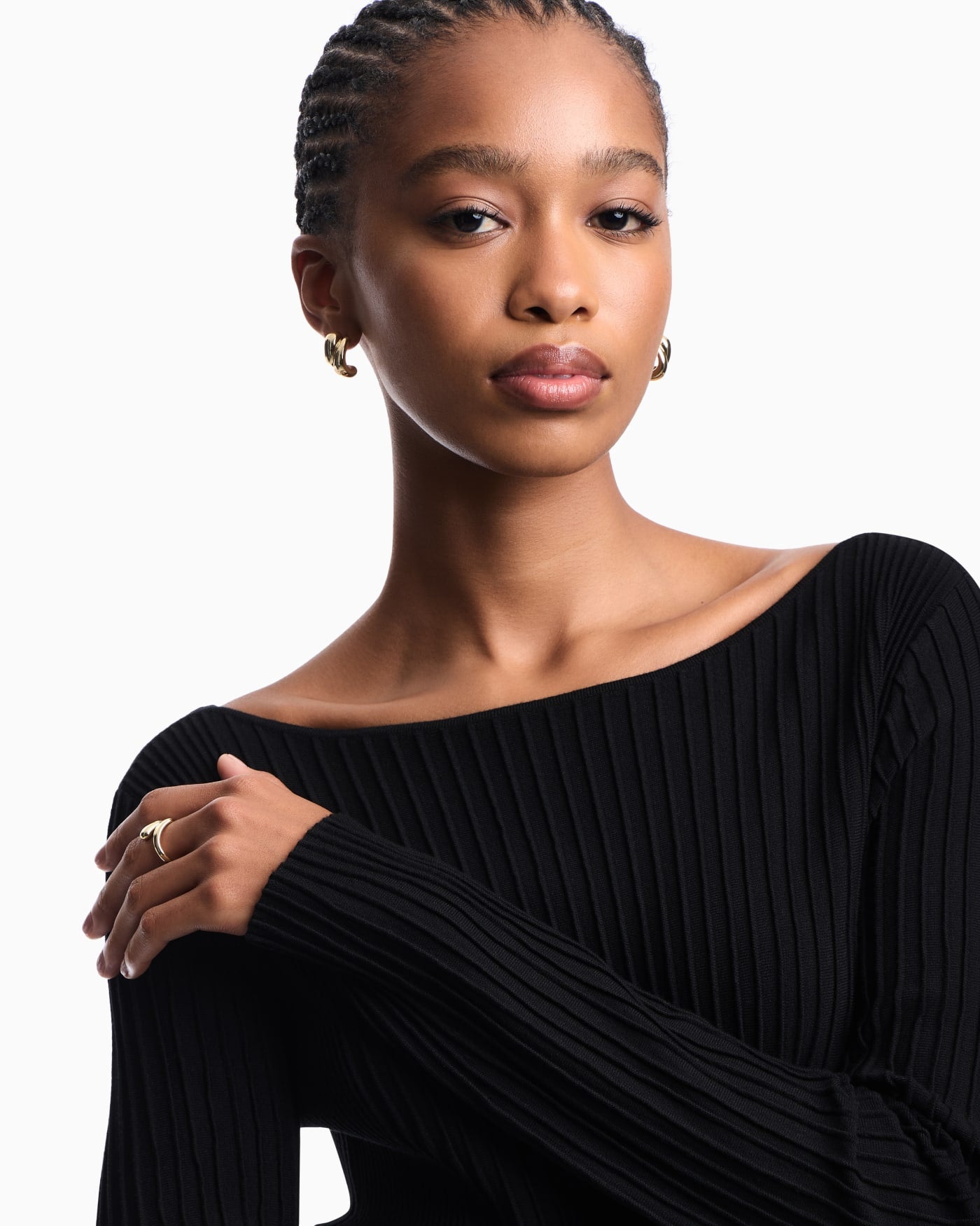 Flared rib-knit dress