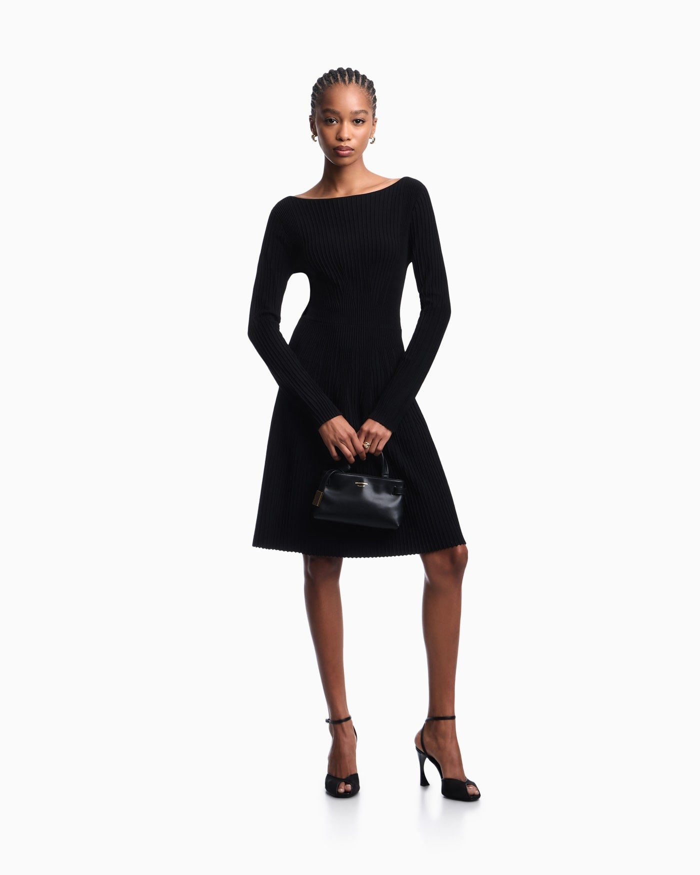 Flared rib-knit dress