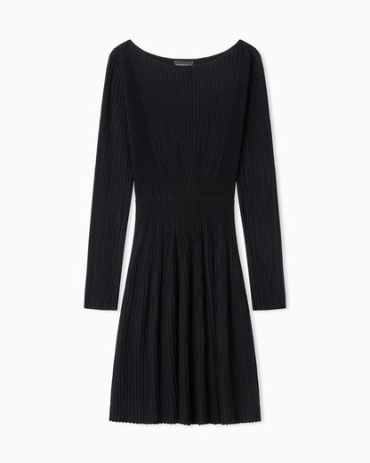 Flared rib-knit dress