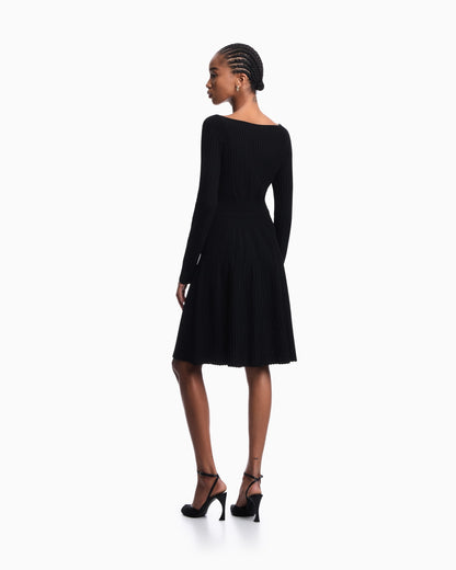 Flared rib-knit dress
