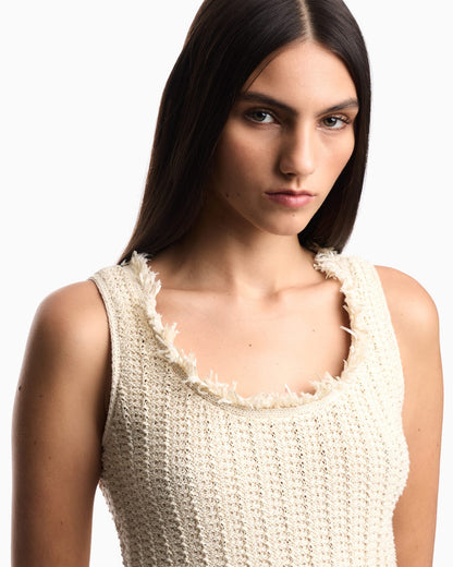 Check-effect knit top