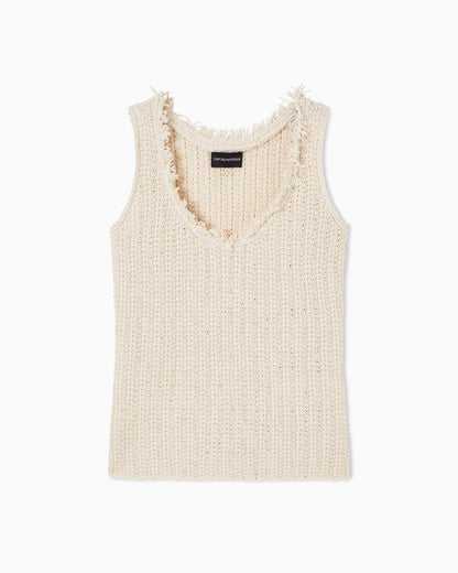 Check-effect knit top