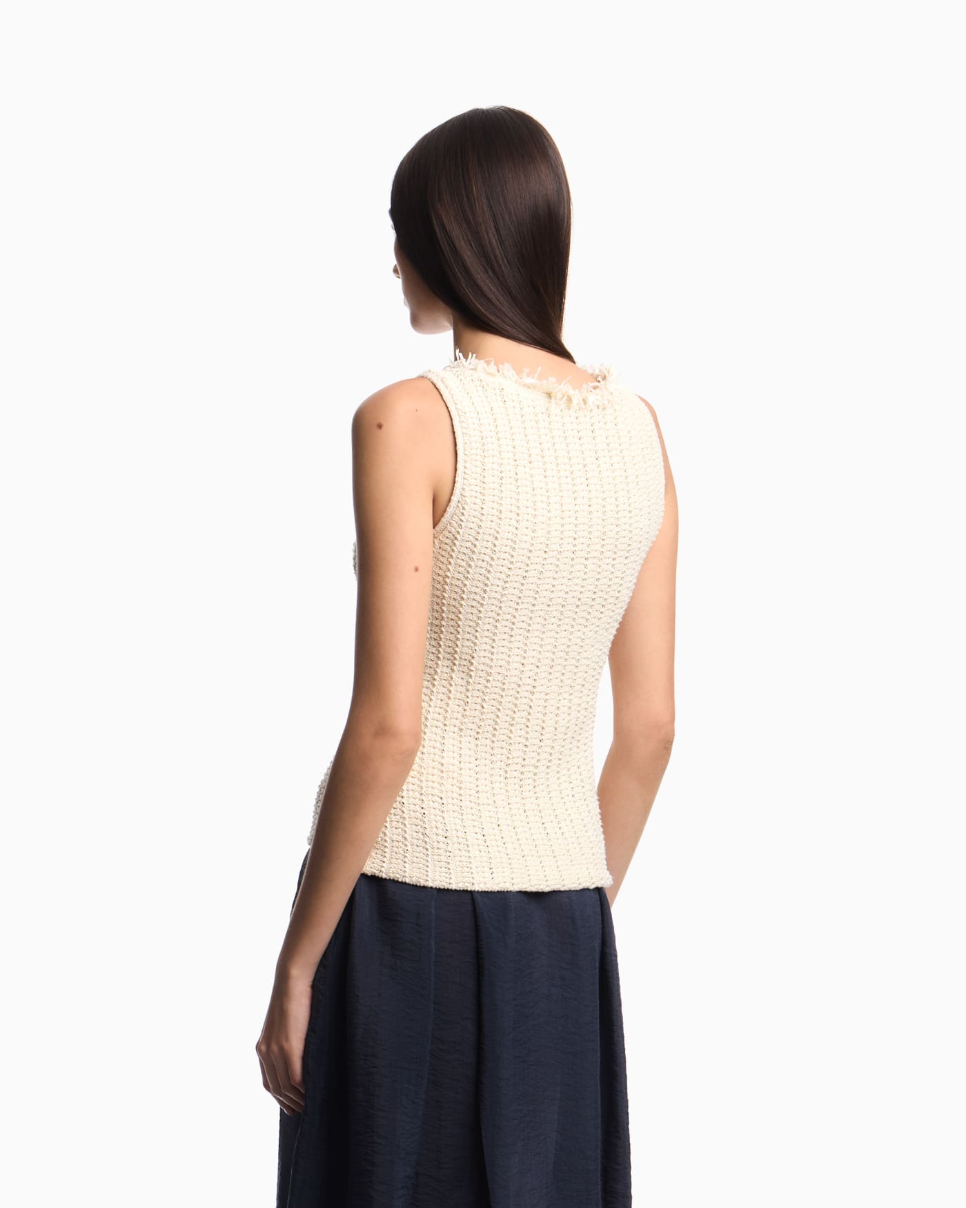 Check-effect knit top
