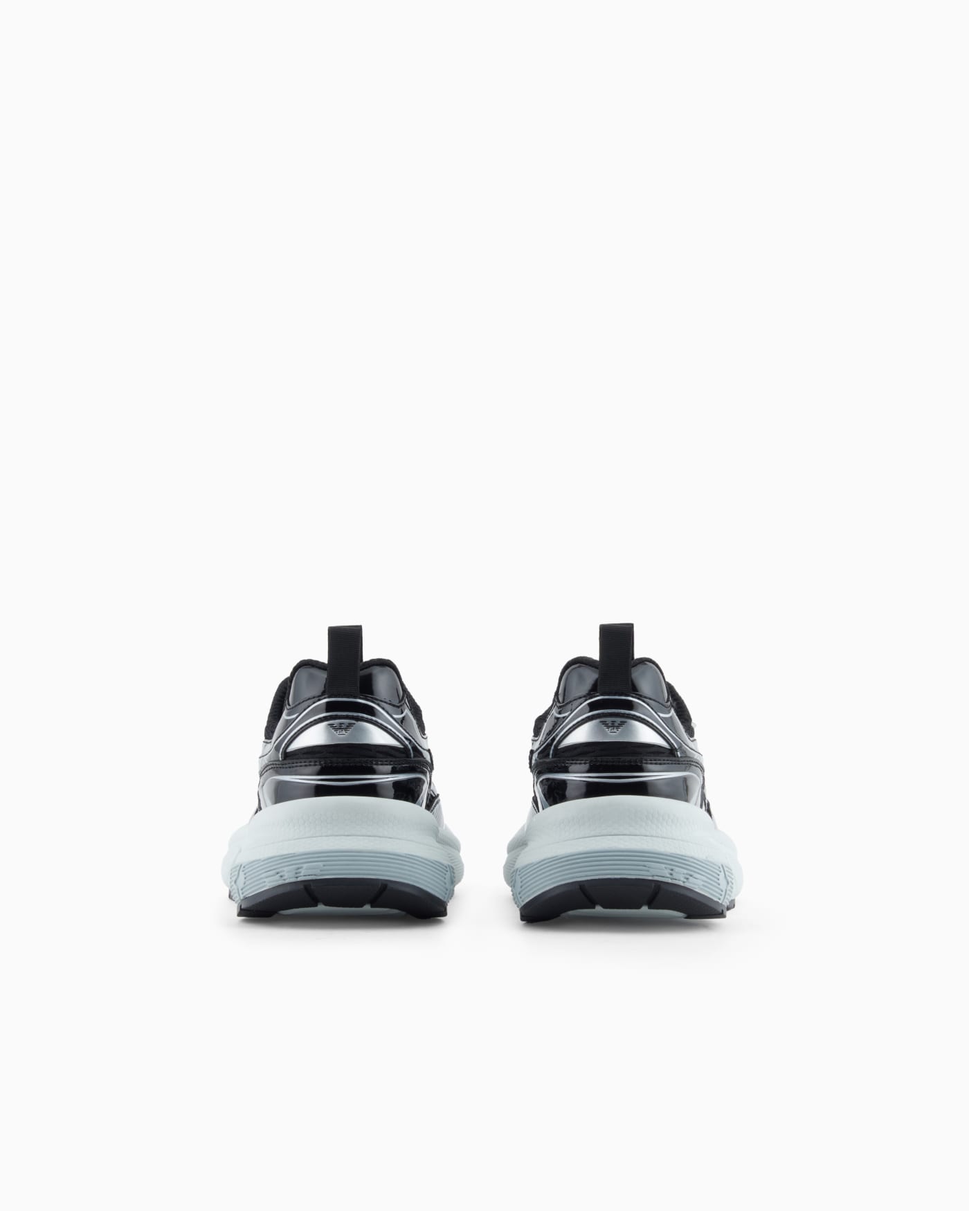 Mesh sneakers with laminated details and signature logo