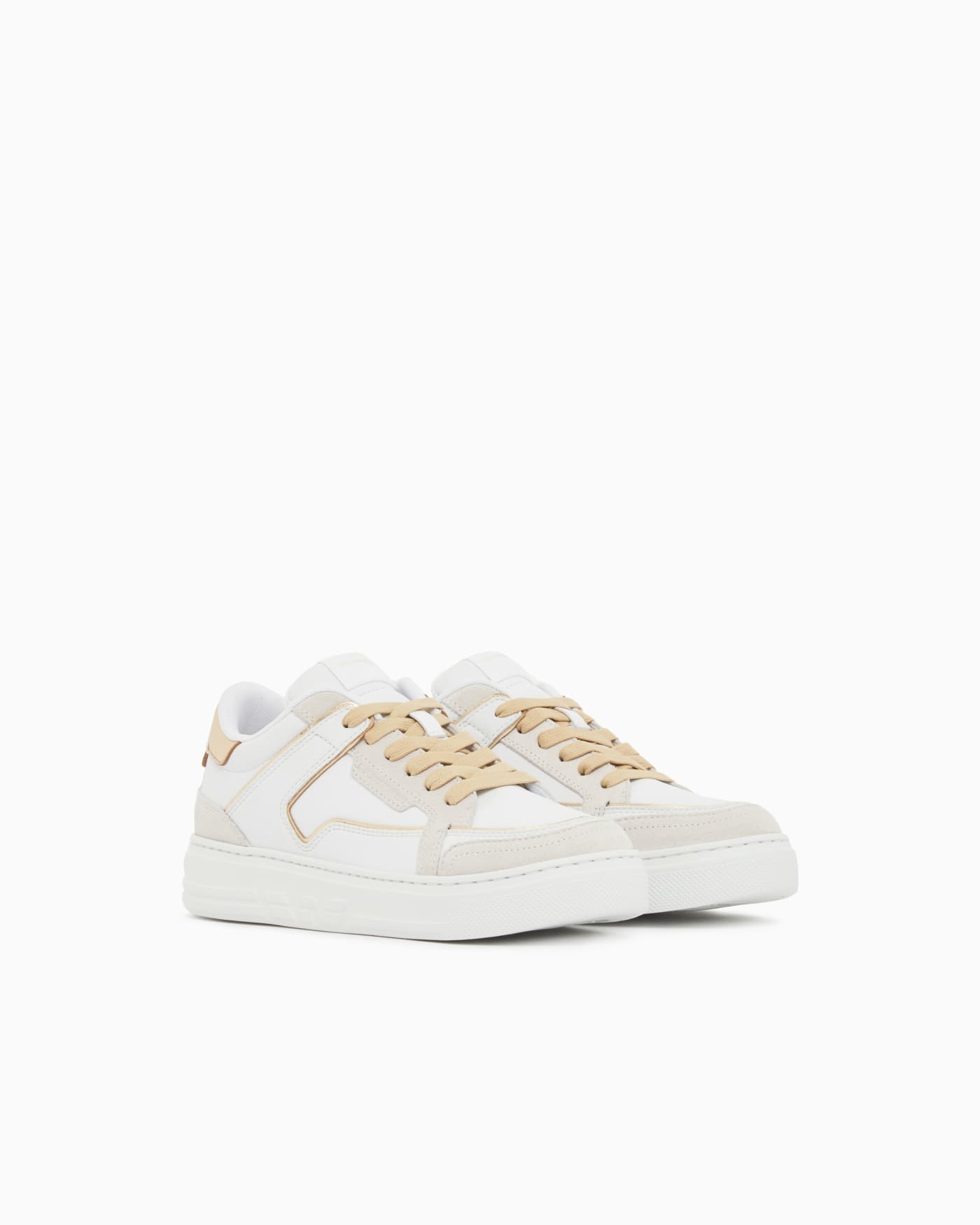 Leather sneakers with gold-coloured details